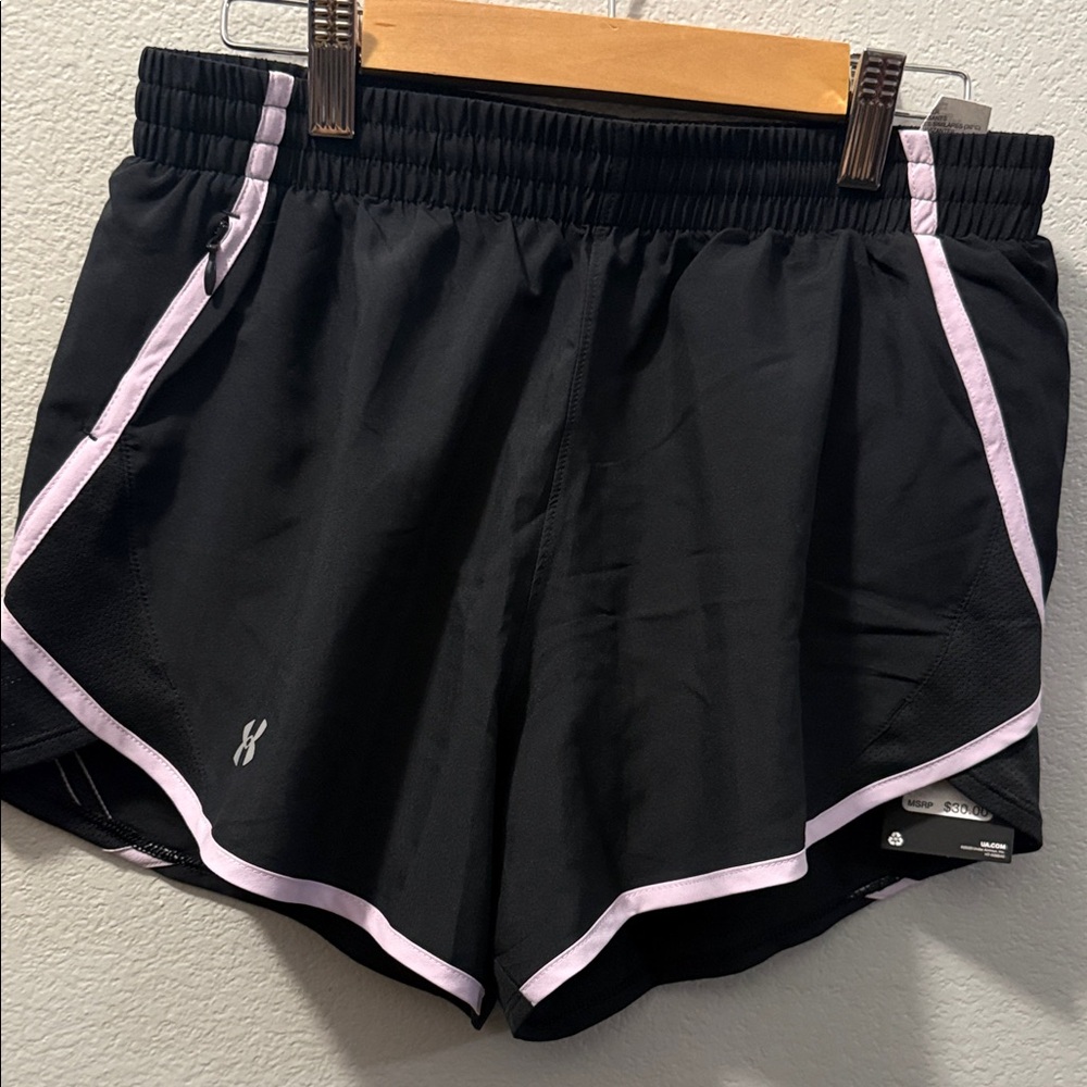 Under Armour Black Athletic Shorts with Light lilac Piping